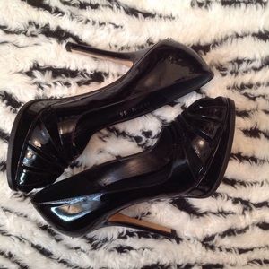 Dior patent peep toe pumps